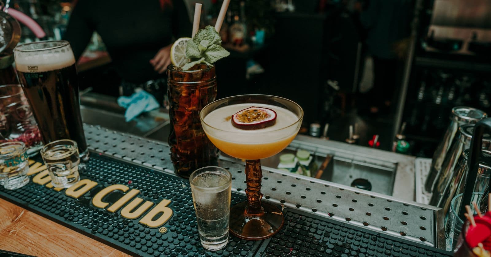 Cocktails on a bar counter