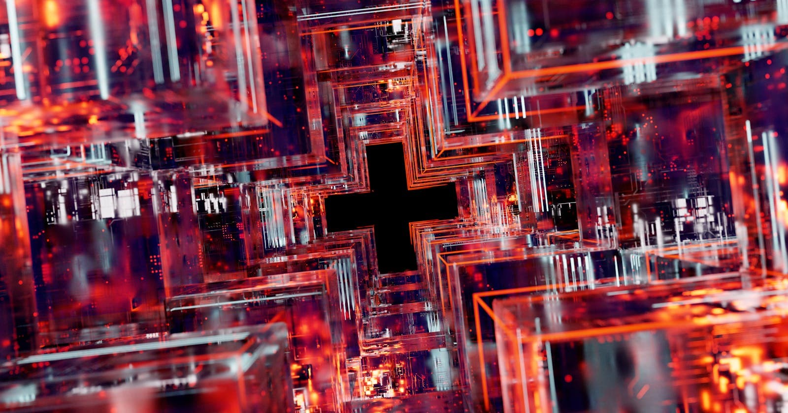 Abstract glowing digital circuitry