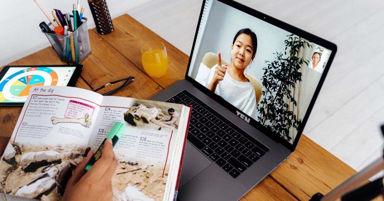 Online video lesson on a laptop