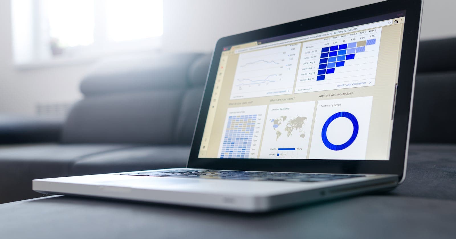 Laptop showing an analytics dashboard